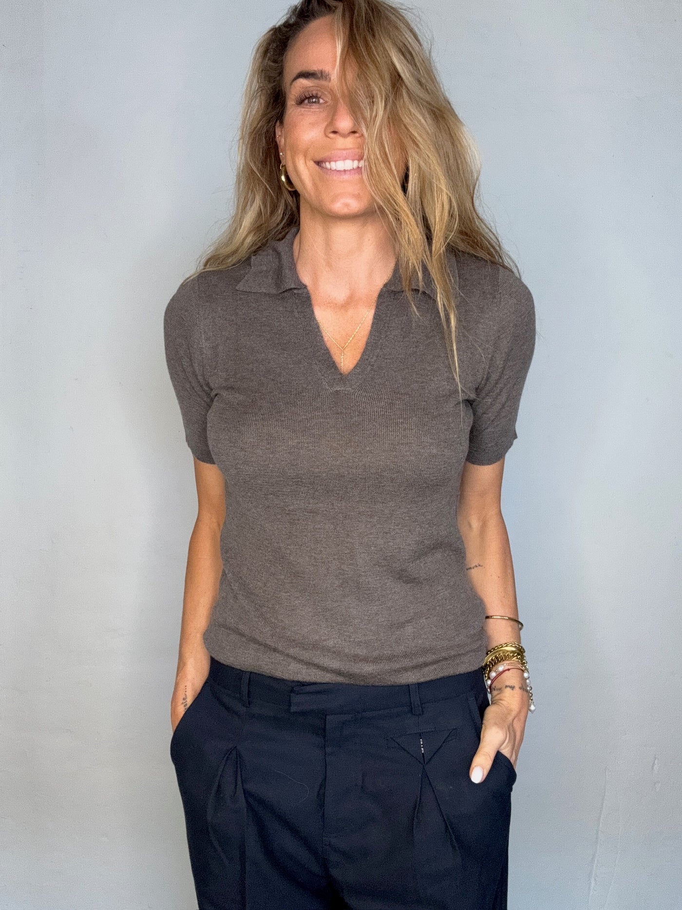 My Essential Wardrobe - T-shirt - Major Brown Melange - Polly