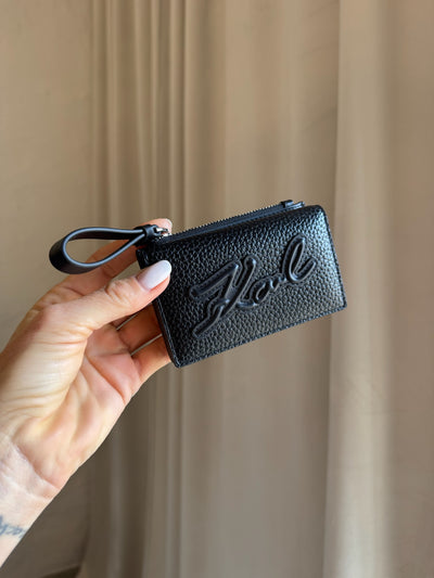 Pung -  Black - SKUARE FLAP ZIP CH GRAINY - Karl Lagerfeld