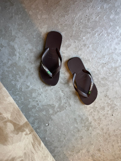 Havaianas - Klipklapper - Dark brown/white - Brasil Logo FC sss
