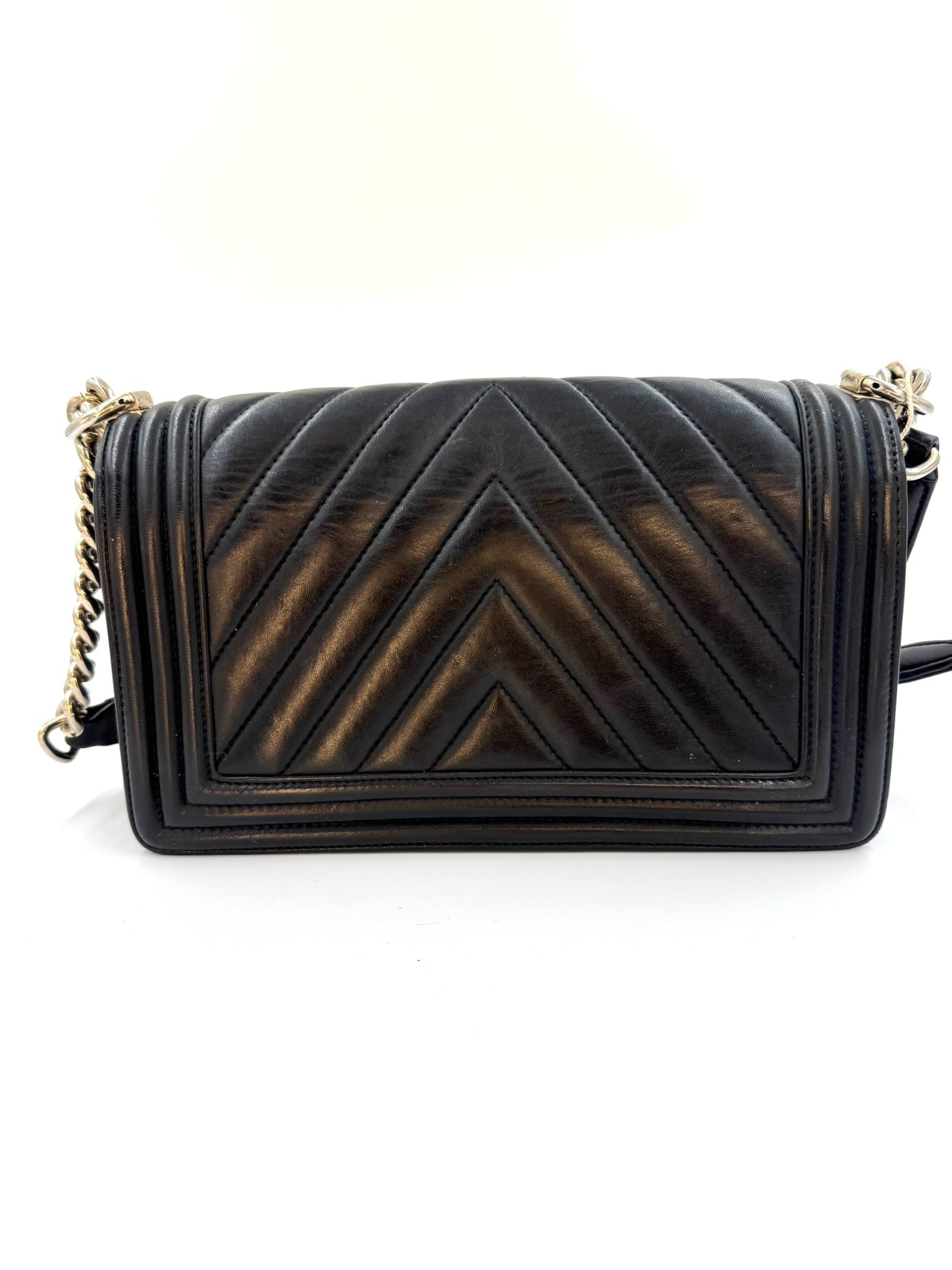 Chanel - Boy V-stitch flap bag - Black - Secondhand