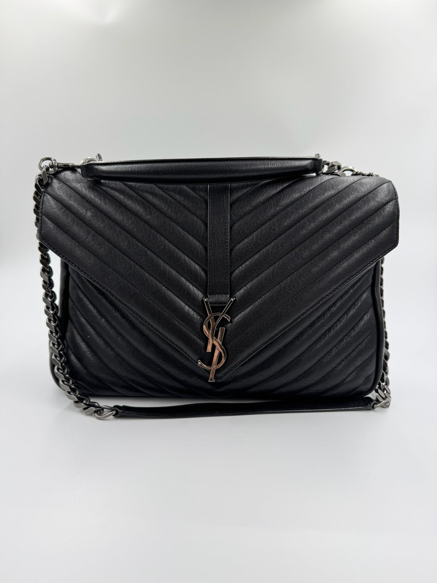 Yves Saint Laurent - Crocodile Embossed tote - black shopper - Secondhand