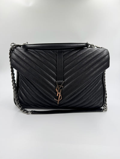 Yves Saint Laurent - Crocodile Embossed tote - black shopper - Secondhand