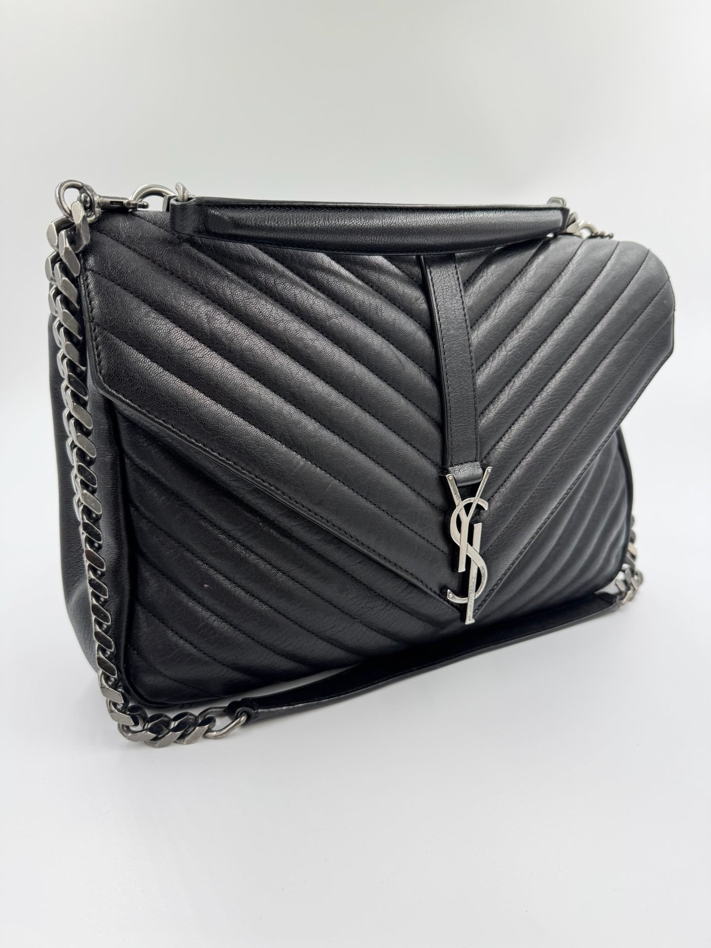 Yves Saint Laurent - Crocodile Embossed tote - black shopper - Secondhand
