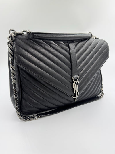 Yves Saint Laurent - Crocodile Embossed tote - black shopper - Secondhand