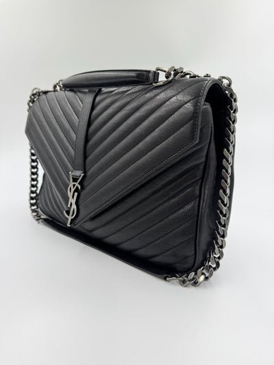 Yves Saint Laurent - Crocodile Embossed tote - black shopper - Secondhand