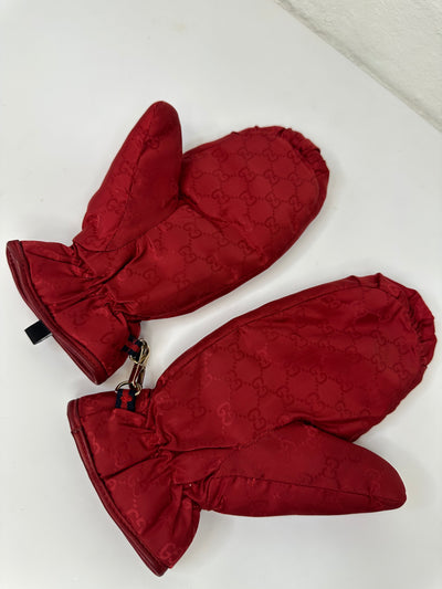 Gucci - Monogram Mittens/Vanter - Røde- Secondhand