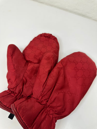 Gucci - Monogram Mittens/Vanter - Røde- Secondhand