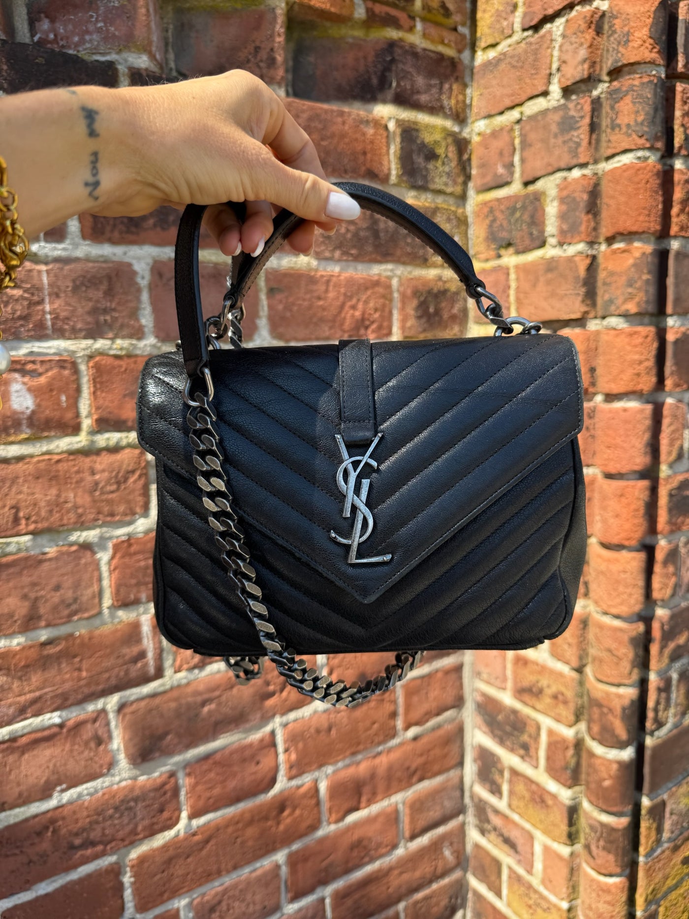 Yves Saint Laurent - Crocodile Embossed tote - black shopper - Secondhand