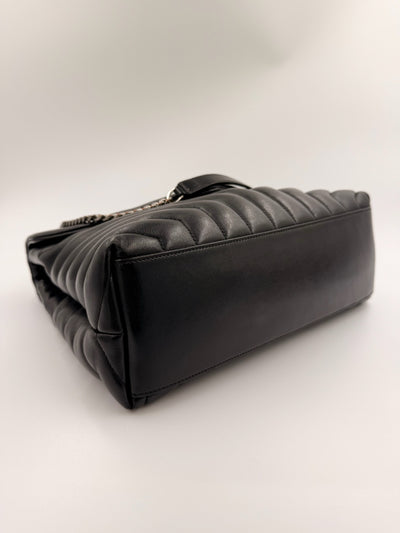 Yves Saint Laurent - Crocodile Embossed tote - black shopper - Secondhand