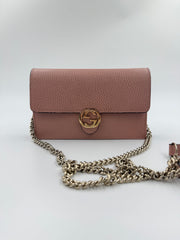 Gucci Interlocking G – crossbody – pink leather bag – secondhand