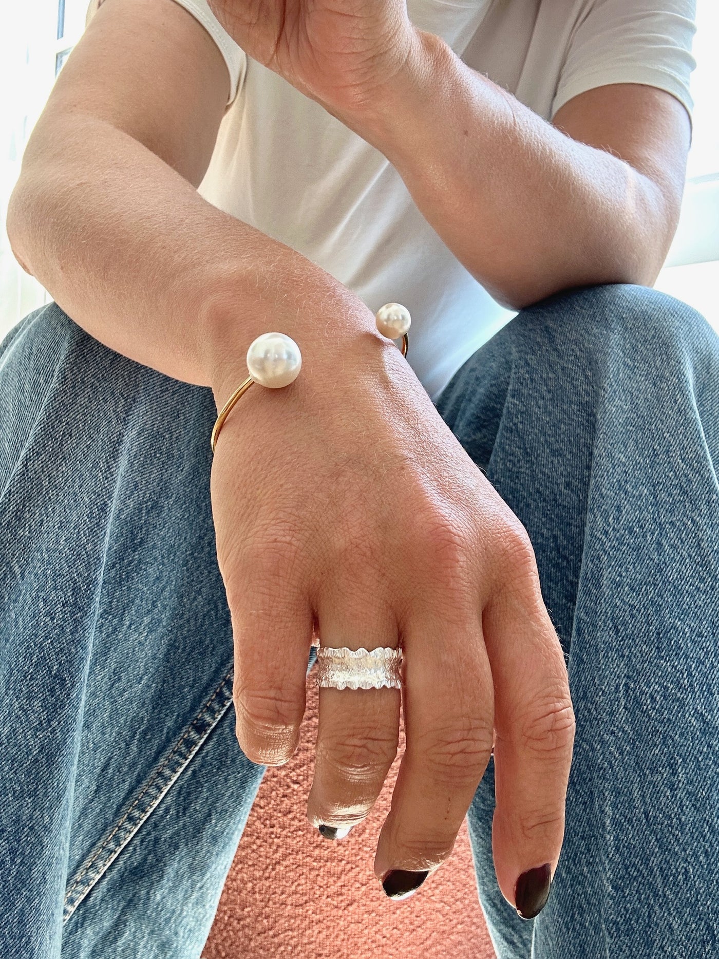Andcopenhagen - Armbånd - forsølvet stainless steel - Bangle pearl