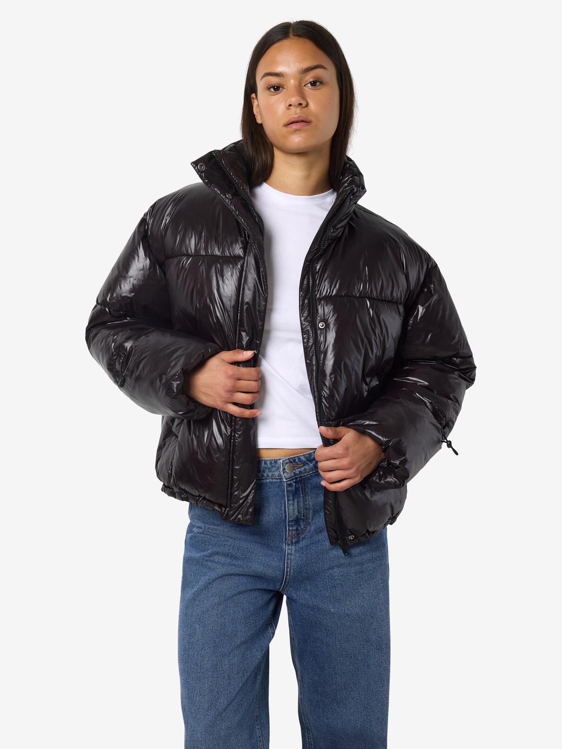 Noisy May - Puffer Jacket - Aubergine Black - Allie Shiny