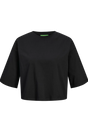 Sort cropped T-shirt fra JJXX med rund halsudskæring, længere ærmer og boxy pasform.