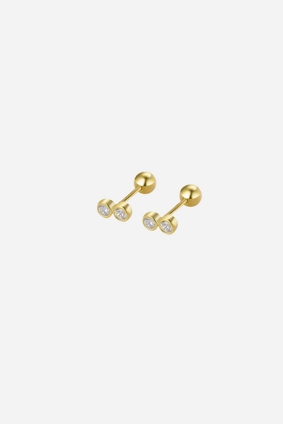 Andcopenhagen - Stud earrings - 18 carat gold plated 925 sterling silver - Dina 2 stones