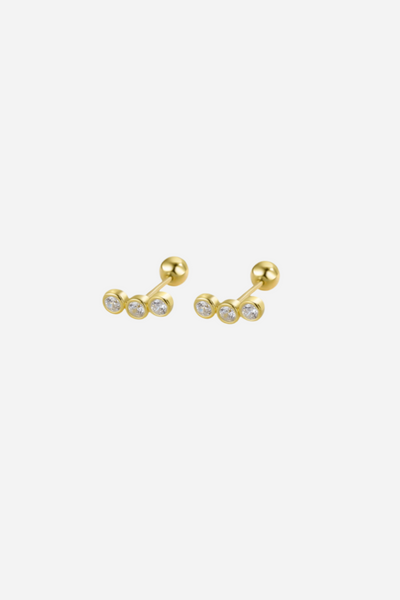 Andcopenhagen - Øreringe studs - 18 karat Guldbelagt 925 sterlingsølv - Dina 3 sten