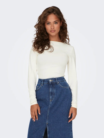 Only - Bluse - Two way deep neck - Cloud Dancer - Ea