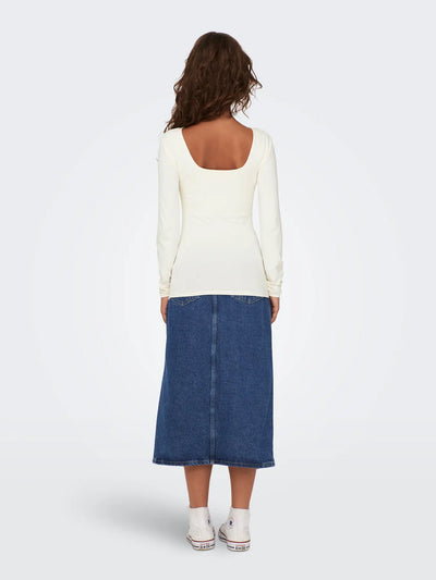 Only - Bluse - Two way deep neck - Cloud Dancer - Ea