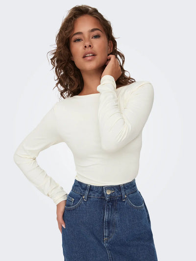 Only - Bluse - Two way deep neck - Cloud Dancer - Ea