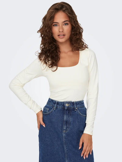 Only - Bluse - Two way deep neck - Cloud Dancer - Ea