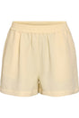 Lysegule shorts med elastisk talje, løs pasform og enkel kant.