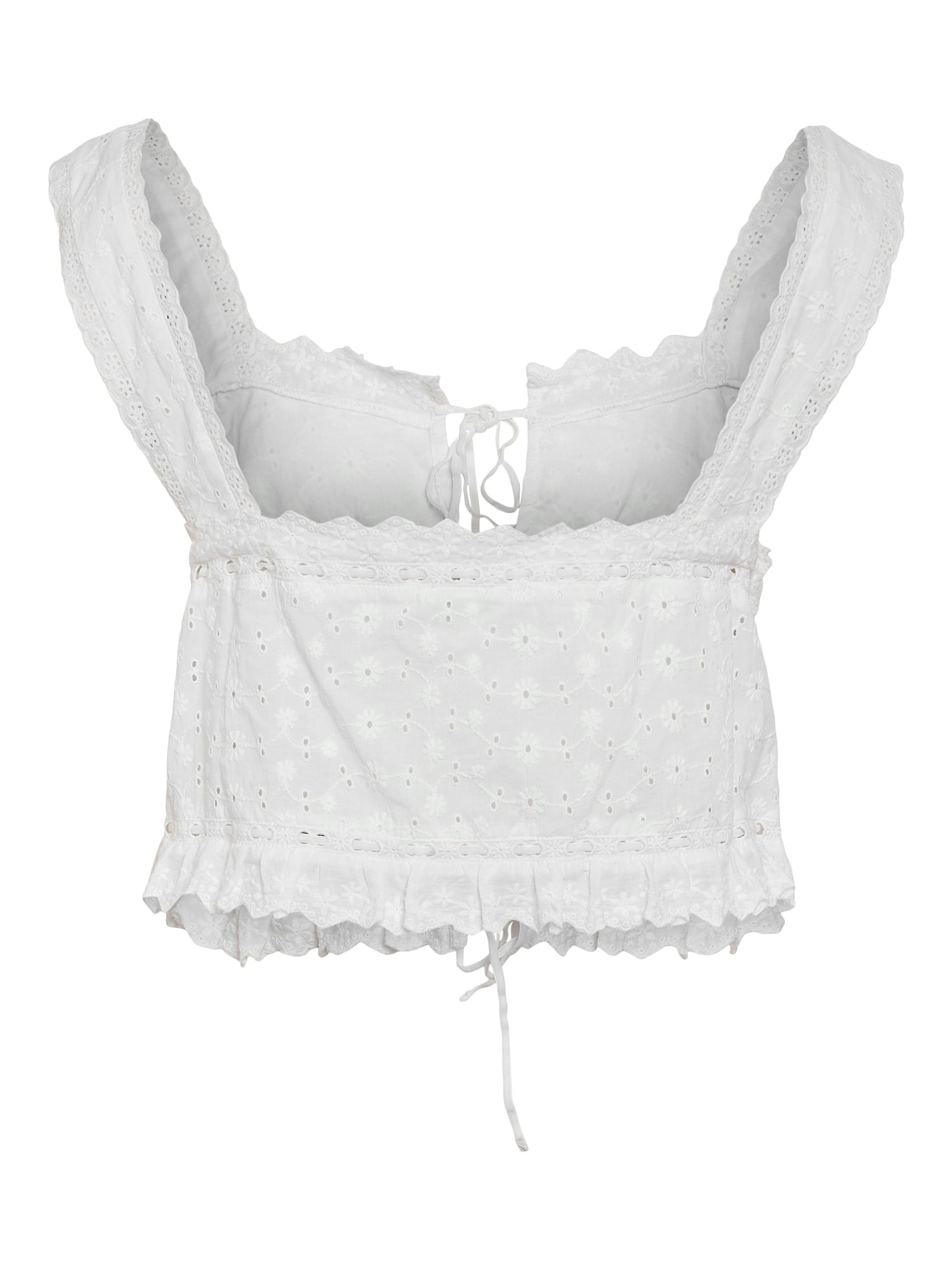 Noisy May - Top - Broderi anglaise hvid - Sommer Cropped