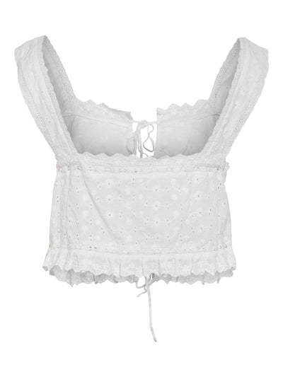 Noisy May - Top - Broderi anglaise hvid - Sommer Cropped
