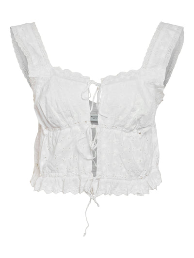 Noisy May - Top - Broderi anglaise hvid - Sommer Cropped