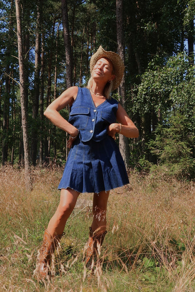 Pieces - Skirt - Dark blue denim - Fabia