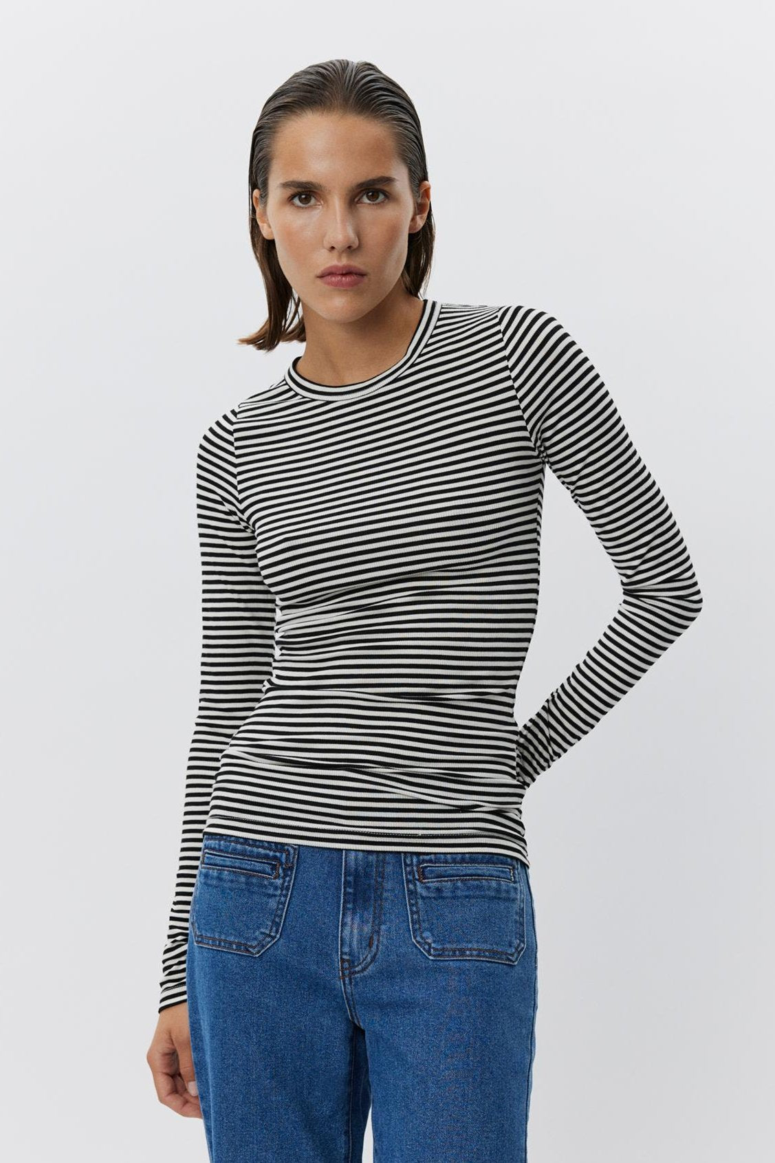 Sofie Schnoor - Jullie SNOS433 Long sleeve blouse - Black/White striped 