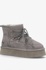 Phenumb - Teddy bear boots - Sued warm gray dark - Dumble XL lace