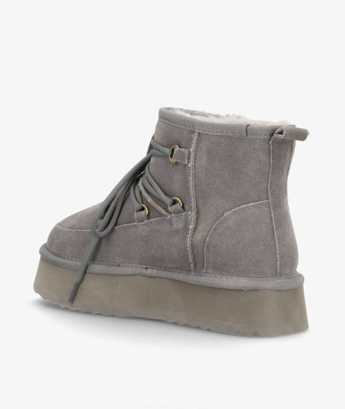 Phenumb - Teddy bear boots - Sued warm gray dark - Dumble XL lace