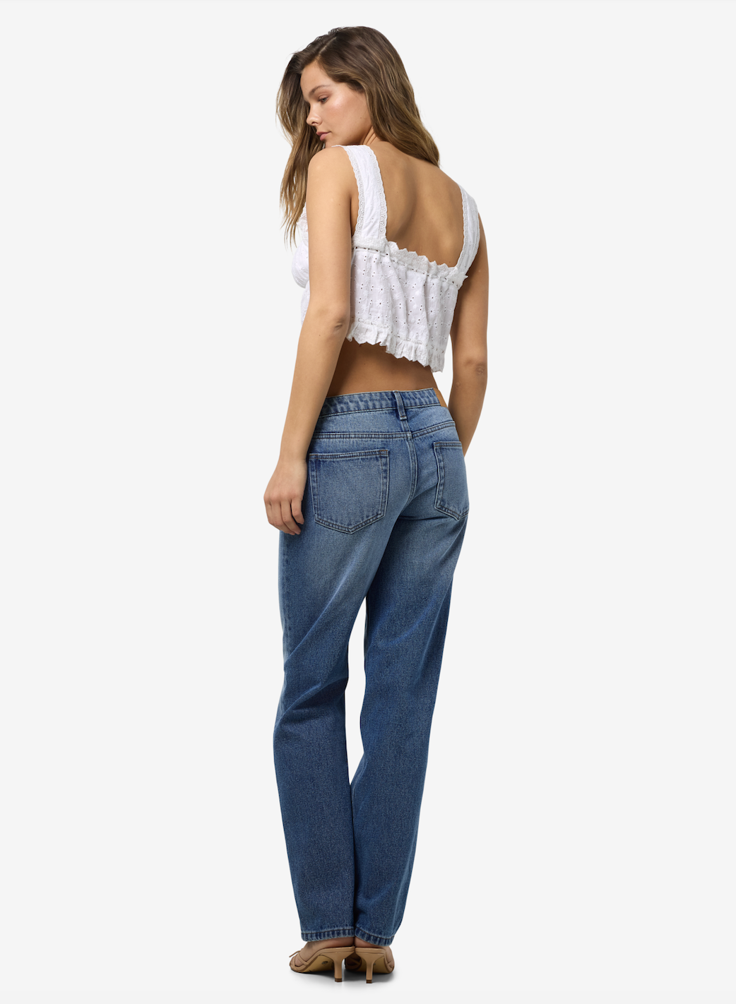 Noisy May - Top - Broderi anglaise hvid - Sommer Cropped