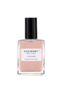 Lys beige neglelak i transparent flaske med sort låg, mærket "Nailberry L'Oxygéné."
