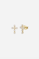Andcopenhagen - Øreringe studs - 18 karat guldbealgt 925 sterlingsølv - Pearl Crosses