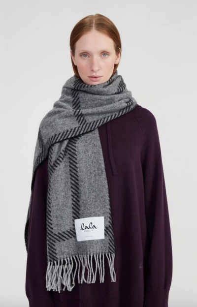 Lala Berlin - Halstørklæde - Wool - Light grey/black - Svea - sss