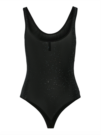 Pieces - Bodystocking - Black Glitter - Regina