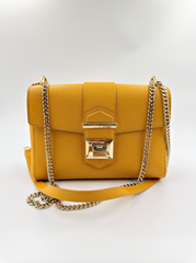 Jimmy Choo Rebel Soft - crossbody taske - gul lædertaske med kæderem - secondhand