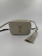 Saint Laurent Lou Belt Bag - bæltetaske - creme quiltet lædertaske - secondhand