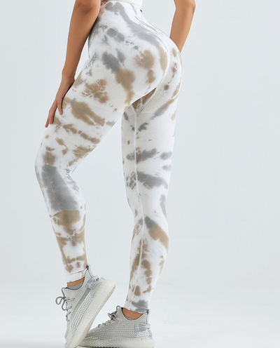 Fitness leggings - White/Grey/Brown - Ollie - Sassy Copenhagen