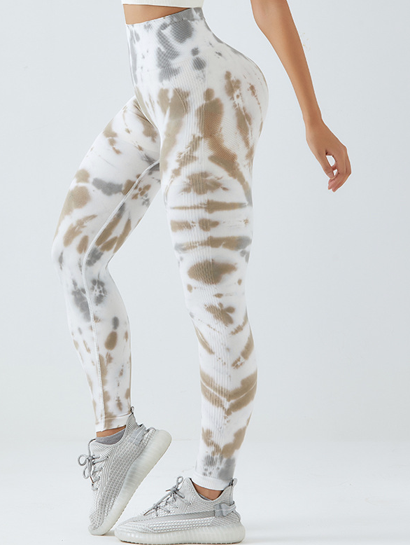 Fitness leggings - White/Grey/Brown - Ollie - Sassy Copenhagen