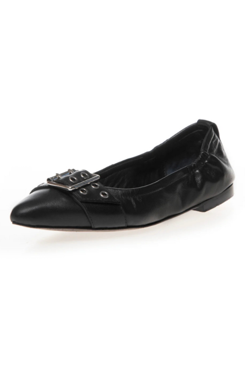 Black Leather Ballerina with buckles - The Reason Why - Copenhagenshoes