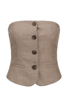 Off shoulder top fra JJXX i koriander med knapper, pyntelommer og elastik i ryggen.