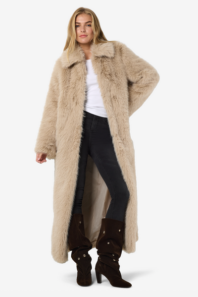 Noisy May - Jakke - Oatmeal - Evie Fur X-Long