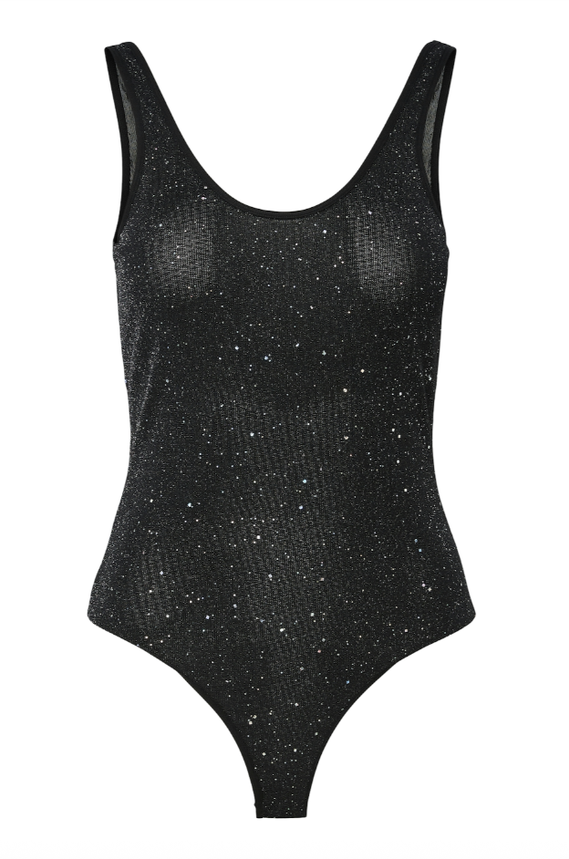 Pieces - Bodystocking - Black Glitter - Regina - Stilkompagniet.dk