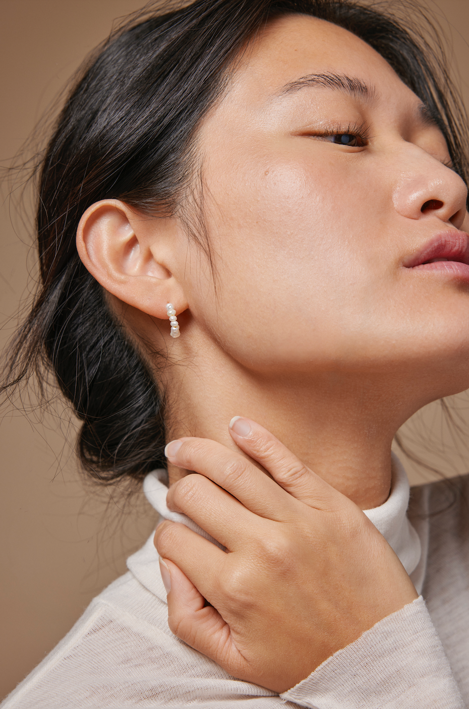 Enamel - Pearlie Chunky hoop Earrings - Gold 