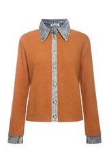 Sassy copenhagen - Strikket cardigan med denimdetaljer - Rustorange - Tanja
