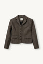 Kort blazer fra The Garment i en smuk brun og sort farvekombination med et klassisk ternet mønster - packshot