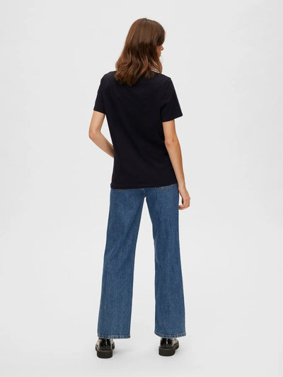 Selected Femme - T-shirt - Sort - Essential O-Neck
