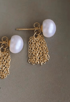 Andcopenhagen Smykker Andcopenhagen - Charlot Pearl chain øreringe - 18 karat guldbelagt