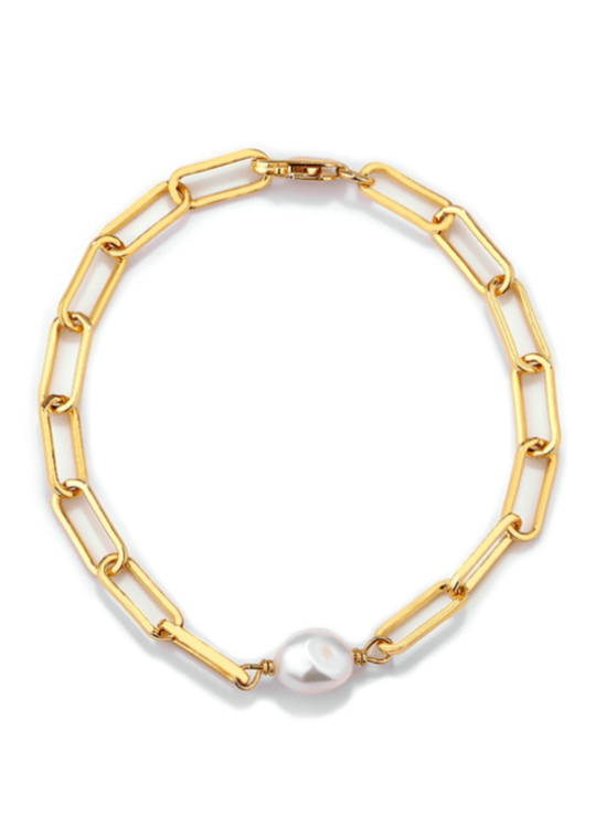 Billede af Andcopenhagen - Chunky Pearl chain Armbånd - Guldbelagt 925 sterlingsølv